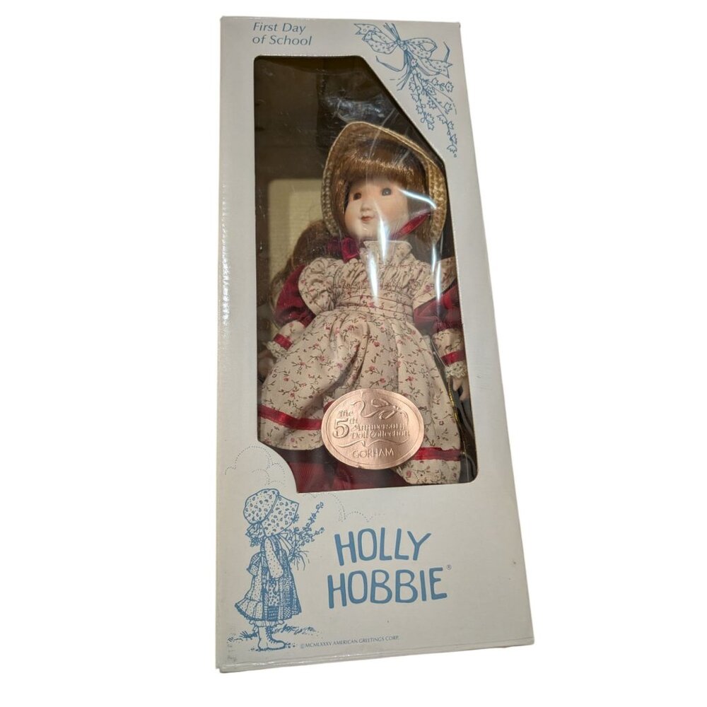 Holly Hobbie 5th Anniversary First Day Of School Porcelain Doll By Gorham 1986 I
